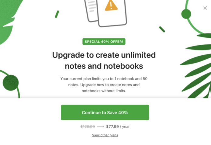 Evernote 免費版僅限開 50 頁     迫用戶付費升級